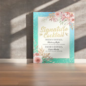 Weddenschap Drink cocktail Menu Roze Floral Poster