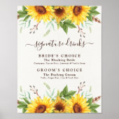 Weddenschap Drink Rustic Boho Sunflower Poster (Voorkant)