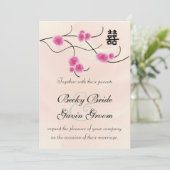 Weddenschap Dubbelgeluk Cherry Blossom Kaart (Staand voorkant)