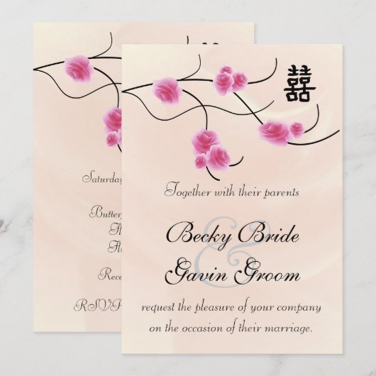 Weddenschap Dubbelgeluk Cherry Blossom Kaart (Voorkant / Achterkant)