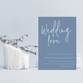 Weddenschap: Dusty Blue en White Modern Wedding Kaart