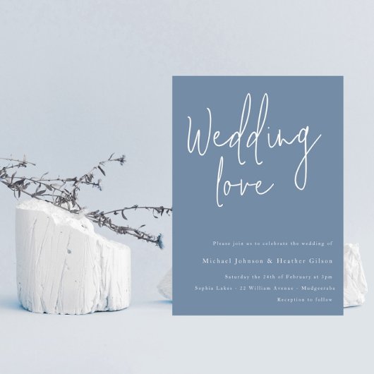 Weddenschap: Dusty Blue en White Modern Wedding Kaart