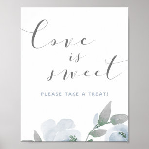 Weddenschap Dusty Blue Waterverf Love is Sweet Sig Poster