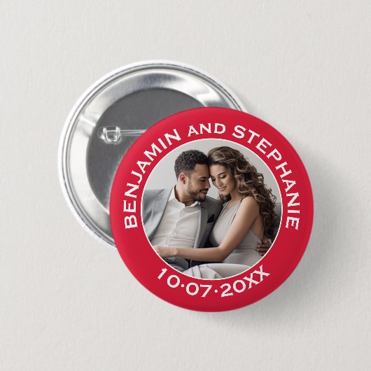 Weddenschap Eerste Kerstfeest Foto Aangepaste naam Ronde Button 5,7 Cm (Voorkant /achterkant)