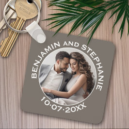 Weddenschap Eerste Kerstfeest Foto Aangepaste naam Sleutelhanger