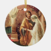 Weddenschap Eerste Kerstkerst Katholieke Keramisch Keramisch Ornament (Voorkant)
