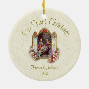 Weddenschap Eerste Kerstkerst Katholieke Keramisch Keramisch Ornament