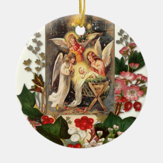 Weddenschap Eerste Kerstkerst Katholieke Keramisch Keramisch Ornament (Voorkant)