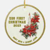 Weddenschap Eerste Kerstkerst Katholieke Keramisch Keramisch Ornament (Achterkant)