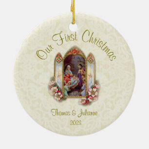 Weddenschap Eerste Kerstkerst Katholieke Keramisch Ornament