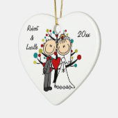 Weddenschap Eerste Kerstmis Gepersonaliseerd Ornam Keramisch Ornament (Links)
