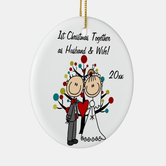 Weddenschap Eerste Kerstmis Gepersonaliseerd Ornam Keramisch Ornament (Rechts)