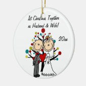 Weddenschap Eerste Kerstmis Gepersonaliseerd Ornam Keramisch Ornament (Links)