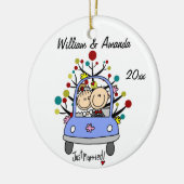 Weddenschap Eerste Kerstmis Gepersonaliseerde vers Keramisch Ornament (Links)