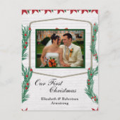 Weddenschap Eerste Kerstmis Onze foto Feestdagenkaart (Voorkant)