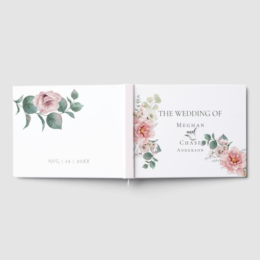 Weddenschap | Elegant Baby roze bloemen Gastenboek (Volledig)
