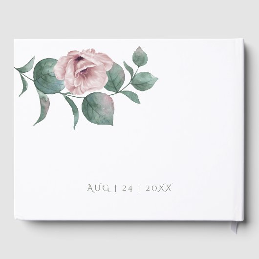 Weddenschap | Elegant Baby roze bloemen Gastenboek (Achterkant)