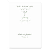 Weddenschap Elegant Calligraphy Sage Green Place C Kaart (Voorkant)