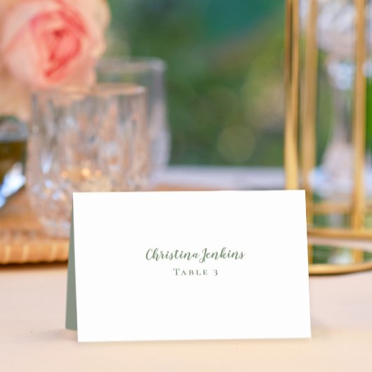 Weddenschap Elegant Calligraphy Sage Green Place C Kaart