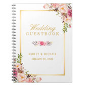 Weddenschap - Elegant Chic Gold Pink Floral Notitieboek (Voorkant)