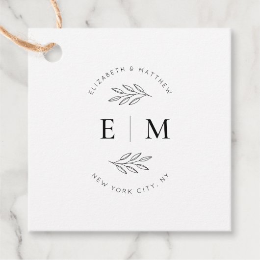 Weddenschap Elegant Chic Modern Simple Chic Monogr Bedankjes Labels (Voorkant)