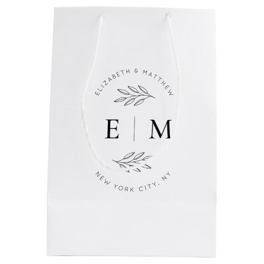 Weddenschap Elegant Chic Modern Simple Chic Monogr Medium Cadeauzakje (Achterkant)