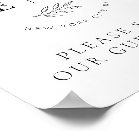 Weddenschap Elegant Chic Modern Simple Chic Monogr Poster (Hoek)