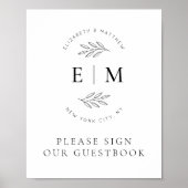 Weddenschap Elegant Chic Modern Simple Chic Monogr Poster (Voorkant)