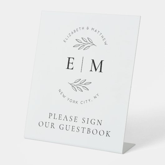 Weddenschap Elegant Chic Modern Simple Chic Monogr Reclamebord Met Voetstuk (Voorkant)