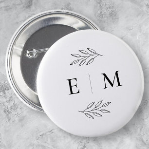 Weddenschap Elegant Chic Modern Simple Chic Monogr Ronde Button 5,7 Cm