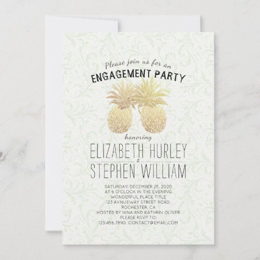 Weddenschap Elegant Gold Pineapples Kaart (Voorkant)