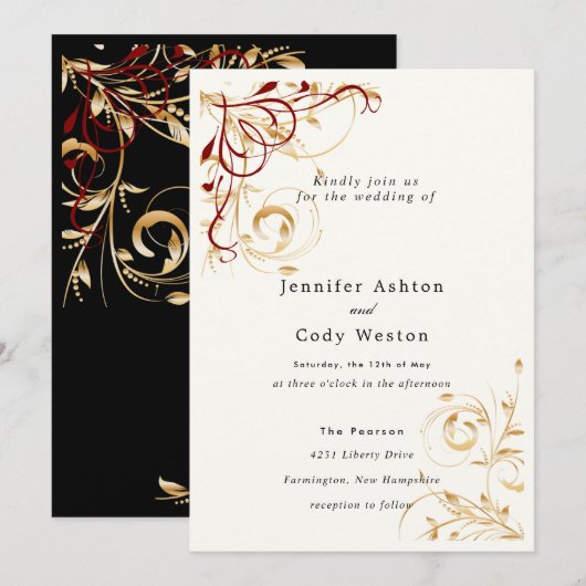 Weddenschap Elegant Gold Swirl Colour Choice Kaart (Voorkant / Achterkant)