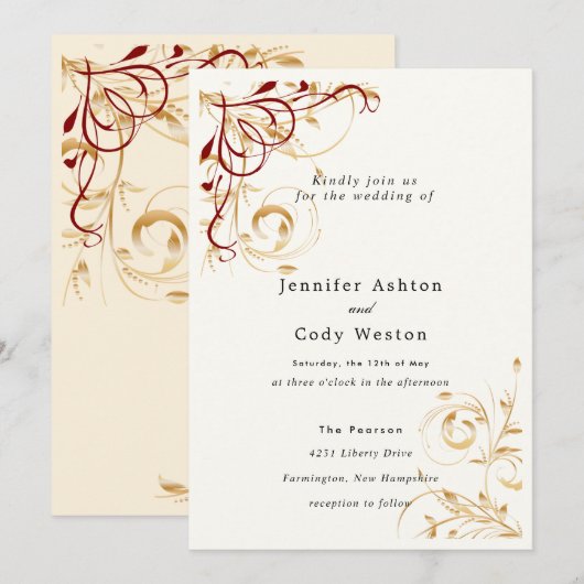 Weddenschap Elegant Gold Swirl Colour Choice Kaart (Voorkant / Achterkant)