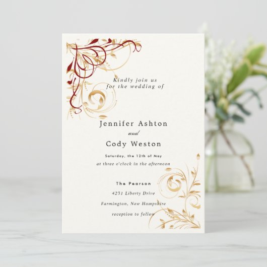 Weddenschap Elegant Gold Swirl Colour Choice Kaart (Staand voorkant)