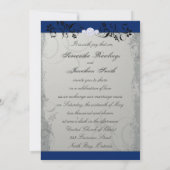 Weddenschap Elegant Grey Royal Blue Floral Kaart (Achterkant)