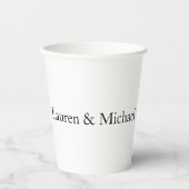 Weddenschap Elegant Minimalist Black White Names Papieren Bekers (Voorkant)