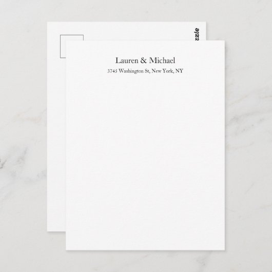 Weddenschap Elegant Minimalist Classical Black Whi Briefkaart (Voorkant / Achterkant)