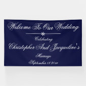 Weddenschap Elegant Navy Blue Backdrop Chic Welkom Spandoek (Horizontaal)