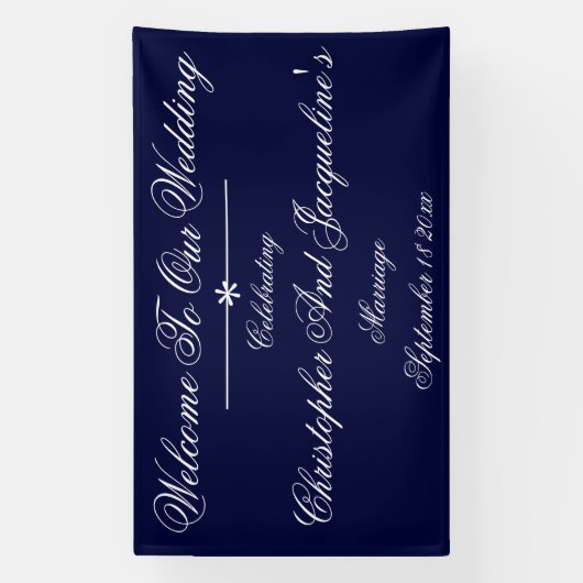 Weddenschap Elegant Navy Blue Backdrop Chic Welkom Spandoek (Verticaal)