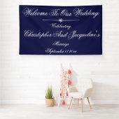 Weddenschap Elegant Navy Blue Backdrop Chic Welkom Spandoek (Insitu)