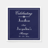 Weddenschap Elegant Navy Blue Custom Wedding Servet (Voorkant)