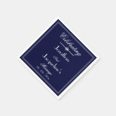 Weddenschap Elegant Navy Blue Custom Wedding Servet (Hoek)