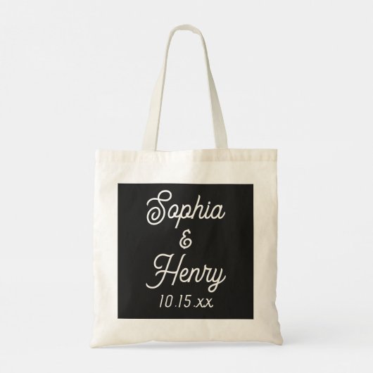 Weddenschap Elegant Script Black Modern Typografie Tote Bag (Achterkant)