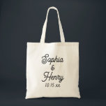 Weddenschap Elegant Script Black Modern Typografie Tote Bag<br><div class="desc">Deze elegante zwarte manuscript moderne typografie canvas tas is de perfecte gunst voor om het even welke uw trouwgebeurtenissen! Personaliseer met de naam van de bruid en bruidegom en trouwdatum.</div>