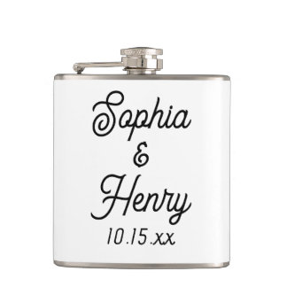 Weddenschap Elegant Script Black Typografie Heupfles