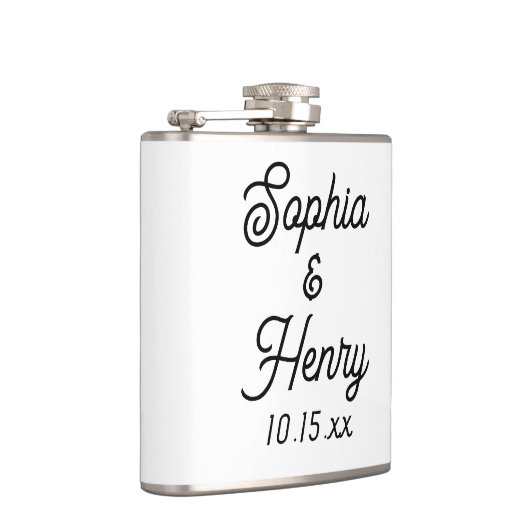 Weddenschap Elegant Script Black Typografie Heupfles (Rechts)