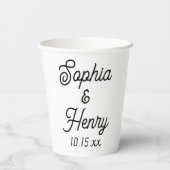 Weddenschap Elegant Script Black Typografie Papieren Bekers (Achterkant)