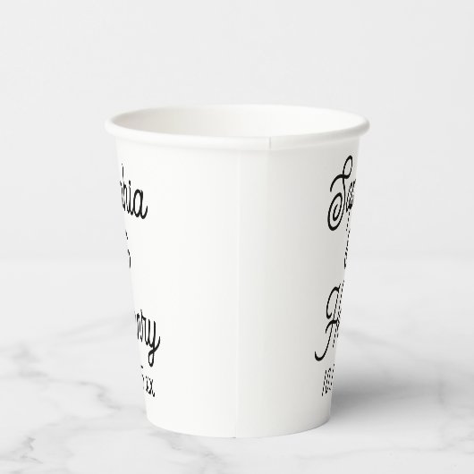 Weddenschap Elegant Script Black Typografie Papieren Bekers (Rechts)