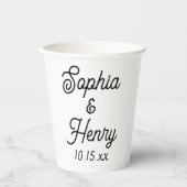 Weddenschap Elegant Script Black Typografie Papieren Bekers (Voorkant)