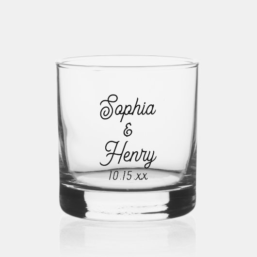 Weddenschap Elegant Script Black Typografie Whisky Glas (Voorkant)